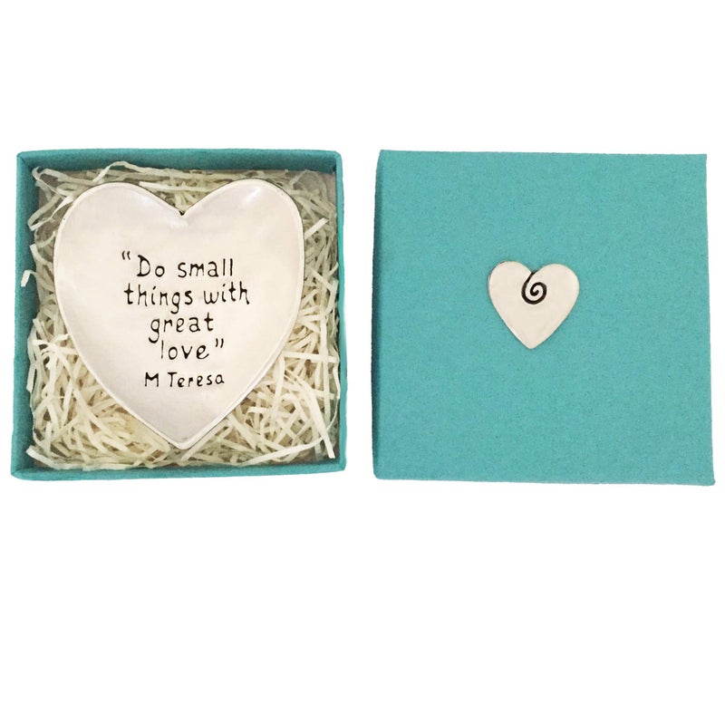 Basic Spirit Do Small Things Pewter Trinket Dish Ring Bowl Gift Box - Image 2